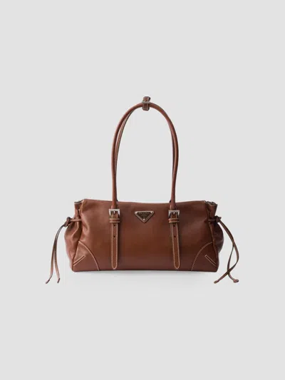 Prada Bonnie Medium Antiqued Leather Tote Bag In Pink