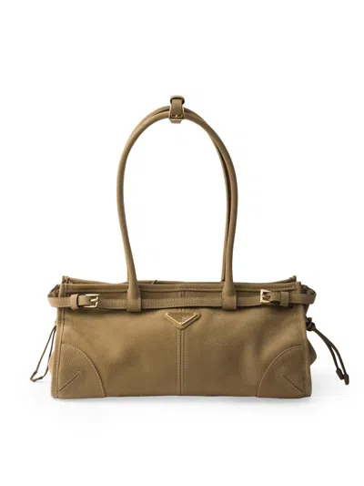 Prada Bonnie Mittelgrosse Handtasche Aus Nubukleder In Neutral