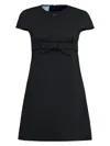 Prada Bow Sable A-line Mini Dress In Black