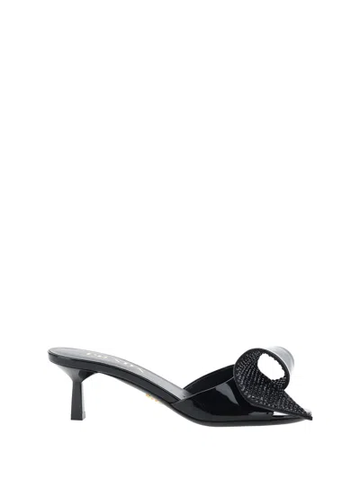 Prada Women Bow Sandals In Black