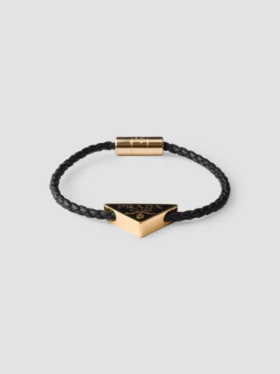 Prada Women's Braided Nappa Leather Bracelet In Black