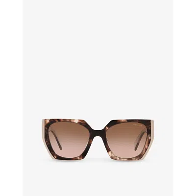 Prada Pr 15ws 01r0a6 Geometric Sunglasses In Brown