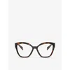 Prada Womens Brown Pr 20zv Cat-eye Tortoiseshell Acetate Eyeglasses In Brown
