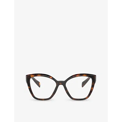 Prada Womens Brown Pr 20zv Cat-eye Tortoiseshell Acetate Eyeglasses