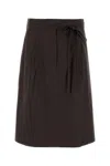 Prada Women Brown Stretch Poplin Skirt In Brown