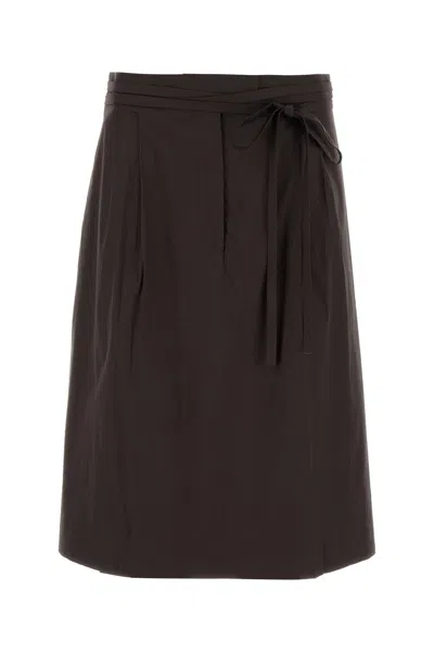 Prada Women Brown Stretch Poplin Skirt