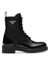 Prada Women's Brushed-leather And Re-nylon Boots In Black