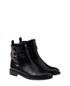 Prada Brushed Leather Ankle Boots With Strap In Black