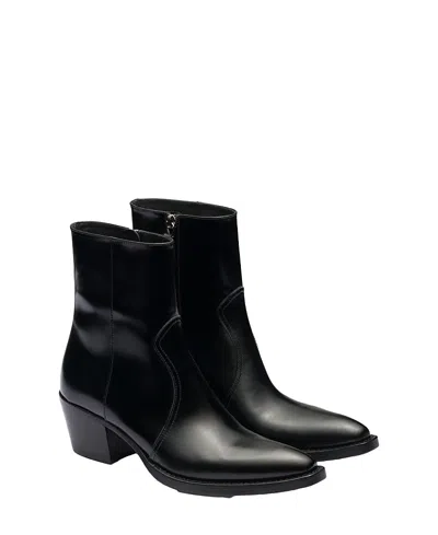 Prada Triangle-logo Leather Boots In Black