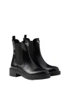 Prada Triangle-logo Chelsea Leather Boots In Black