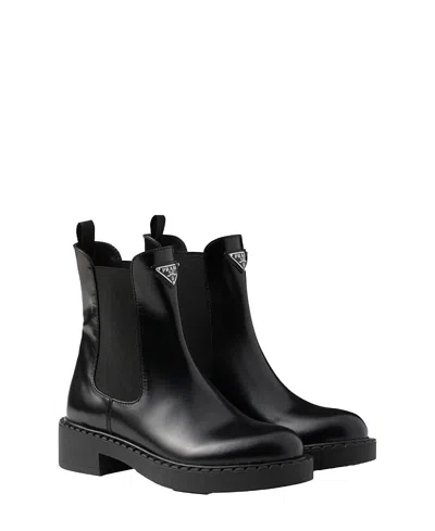 PRADA WOMEN'S BRUSHED LEATHER CHELSEA BOOTIES