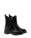 Prada Chocolate Calfskin Chelsea Ankle Boots In Nero