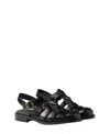 Prada Calf Leather Fisherman Sandals In Black