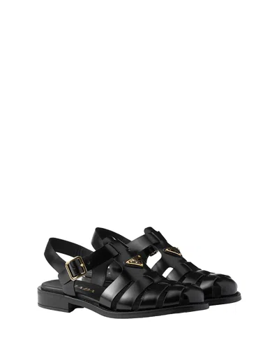 PRADA WOMEN'S BRUSHED LEATHER FISHERMAN SANDALS