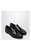 Prada Logo-plaque Leather Loafers In Black