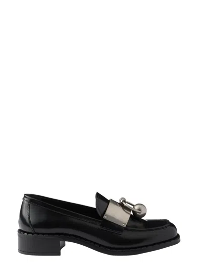 PRADA WOMEN'S BRUSHED LEATHER LOAFERS