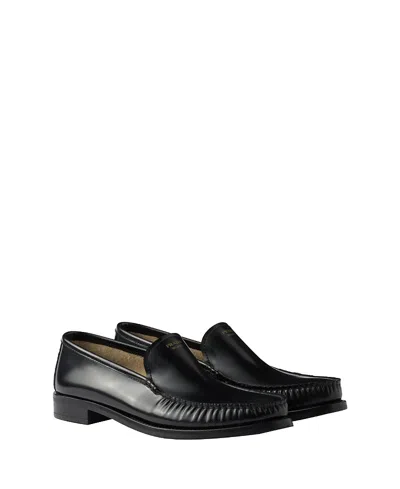 PRADA WOMEN'S BRUSHED LEATHER LOAFERS