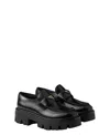 Prada Black Leather Loafers In Black