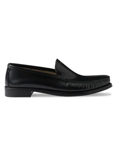 Prada Patent Leather Logo Loafers In Black