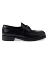Prada Brushed Leather Loafers In Black