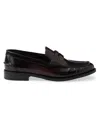 Prada Leather Ruched Penny Loafers In Black