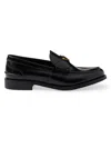 Prada Brushed Leather Loafers In Black