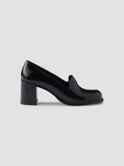 PRADA WOMEN'S BRUSHED LEATHER LOAFERS