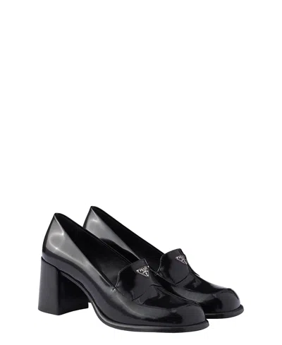 PRADA WOMEN'S BRUSHED LEATHER LOAFERS