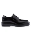 Prada Triangle Patch Leather Loafers In Black