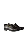 Prada Brushed Leather Loafers In Brown
