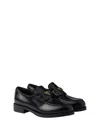 Prada Brand-plaque Patent Leather Loafers In Blue