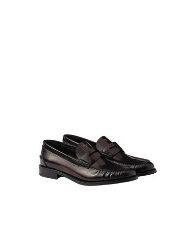 PRADA WOMEN'S BRUSHED LEATHER LOAFERS