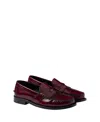 Prada Brushed-leather Loafers In Red