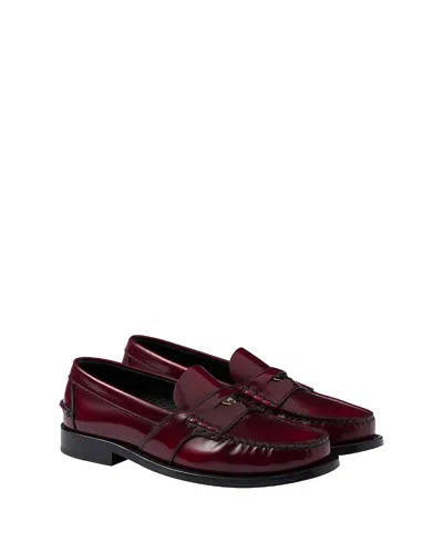 Prada Brushed-leather Loafers In Crimson