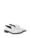 Prada Calf Leather White Loafers With Logo Embellishment In White