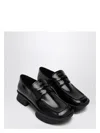 Prada Brushed Leather Squared-toe Loafers In Black