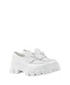 Prada Moonlith Brushed Leather Loafers In White