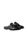 Prada Leather Logo Loafer Mules In Black