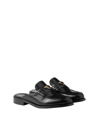 PRADA WOMEN'S BRUSHED LEATHER MULES