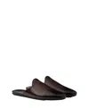 Prada Brushed Leather Mules In Brown