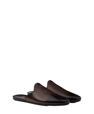 PRADA WOMEN'S BRUSHED LEATHER MULES