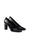 Prada Brushed Leather Pumps In Black