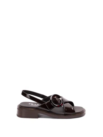 Prada Women Brushed Leather Sandals