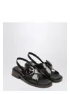 Prada Women's Brushed Leather Sandals With A Burnt Color Buckle