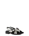Prada Leather Sandals Featuring Buckle And Metallic Finish