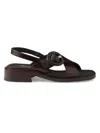 Prada Brushed Leather Crisscross Band Sandals With Plexiglas Buckle Shoes In Multi