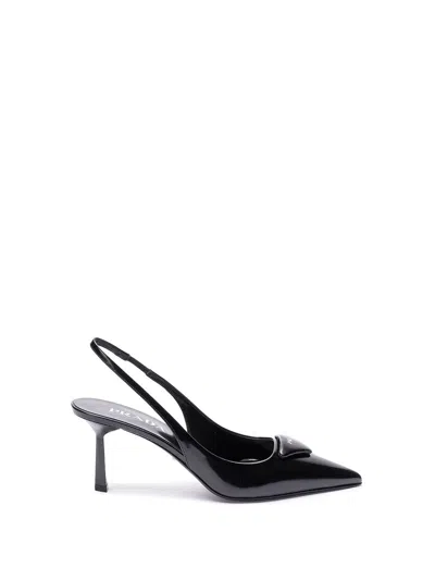 Prada Women Brushed Leather Slingback Pumps