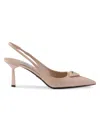 Prada Women's Brushed Leather Slingback Pumps In Neutral