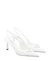 Prada Spazzolato 75 Leather Slingback Pumps In White