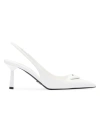 Prada Women's Brushed Leather Slingback Pumps In Avorio